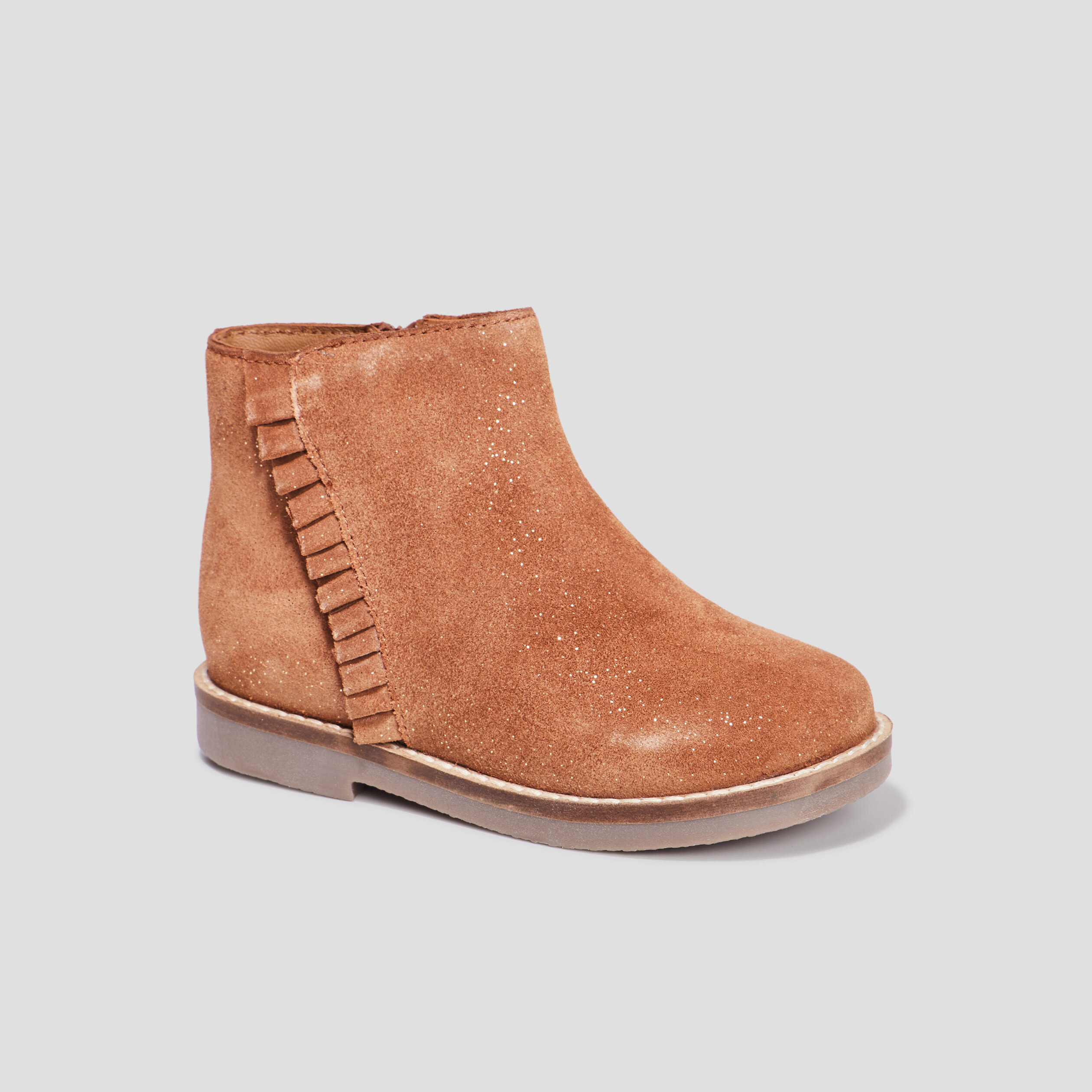 Bottines à volants en cuir camel fille | La Halle