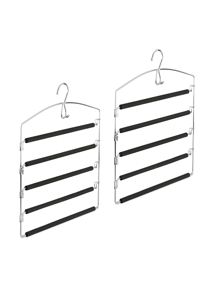 relaxdays 2x Hosenbügel in Silber/ Schwarz günstig kaufen onesize