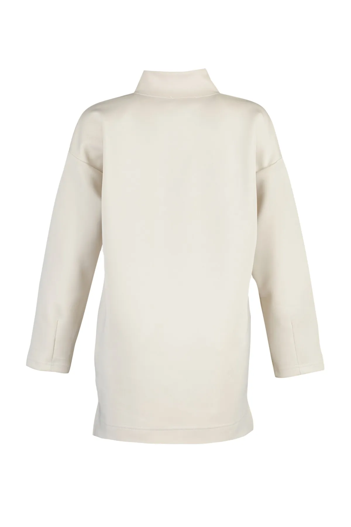 Trendyol Modest  Stone Zipper Detailliertes Diver/Scuba Plain Strick-Sweatshirt TCTAW23TW00198