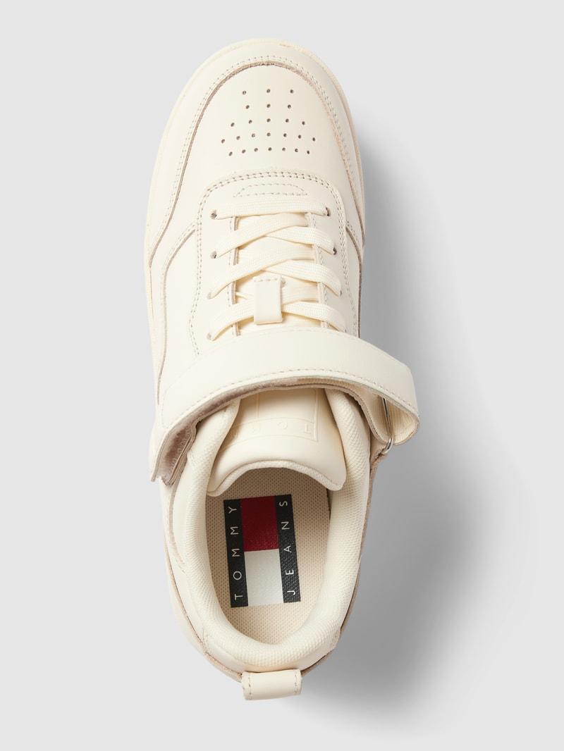 Plateau-Sneaker aus Leder mit Label-Details Modell 'VELCRO' in beige