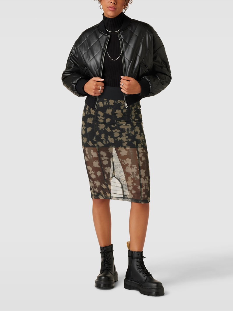 Rock mit Allover-Muster Modell 'FLORAL' in black