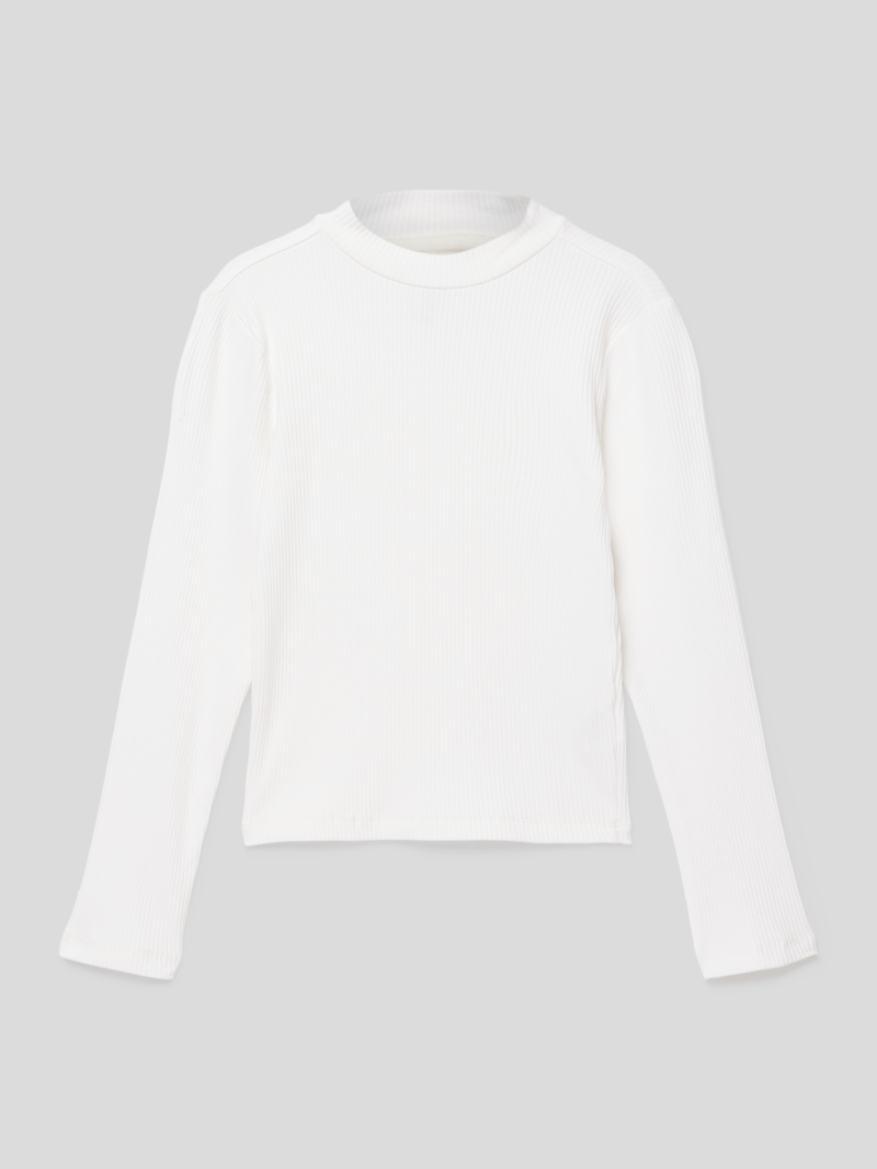 Longsleeve in Ripp-Optik in weiß