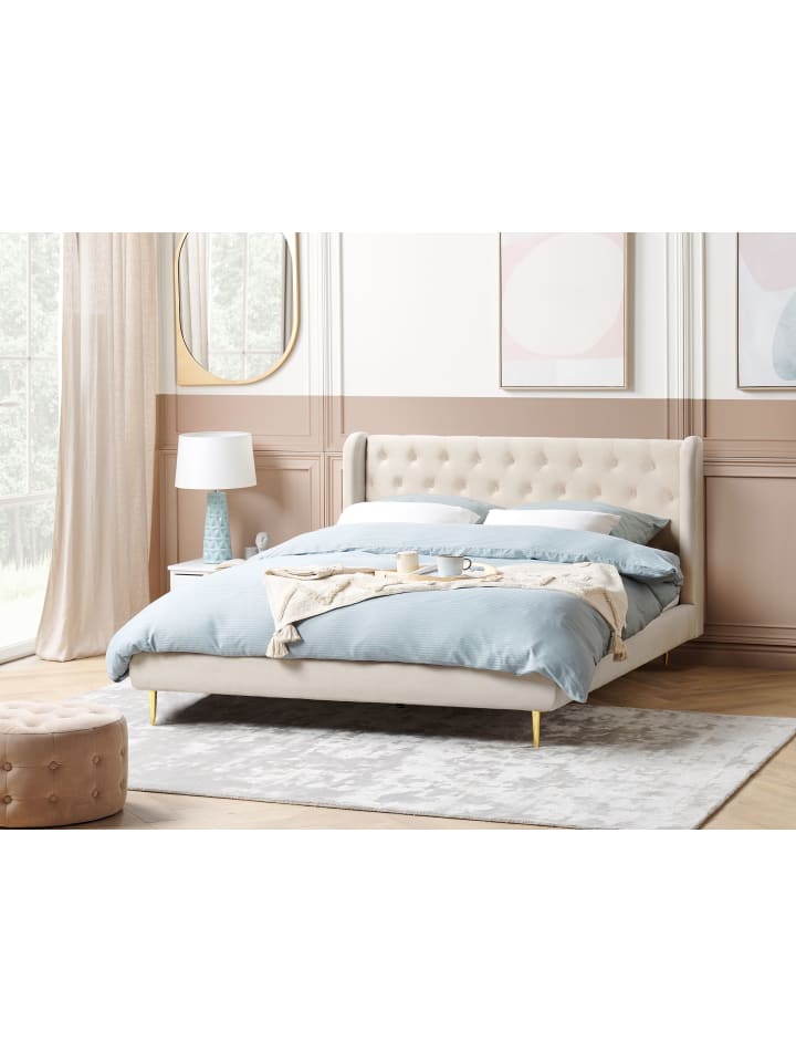 Beliani Doppelbett FORBACH in Beige/Gold - (W) 194 x (H) 106 x (L) 218 cm günstig kaufen onesize