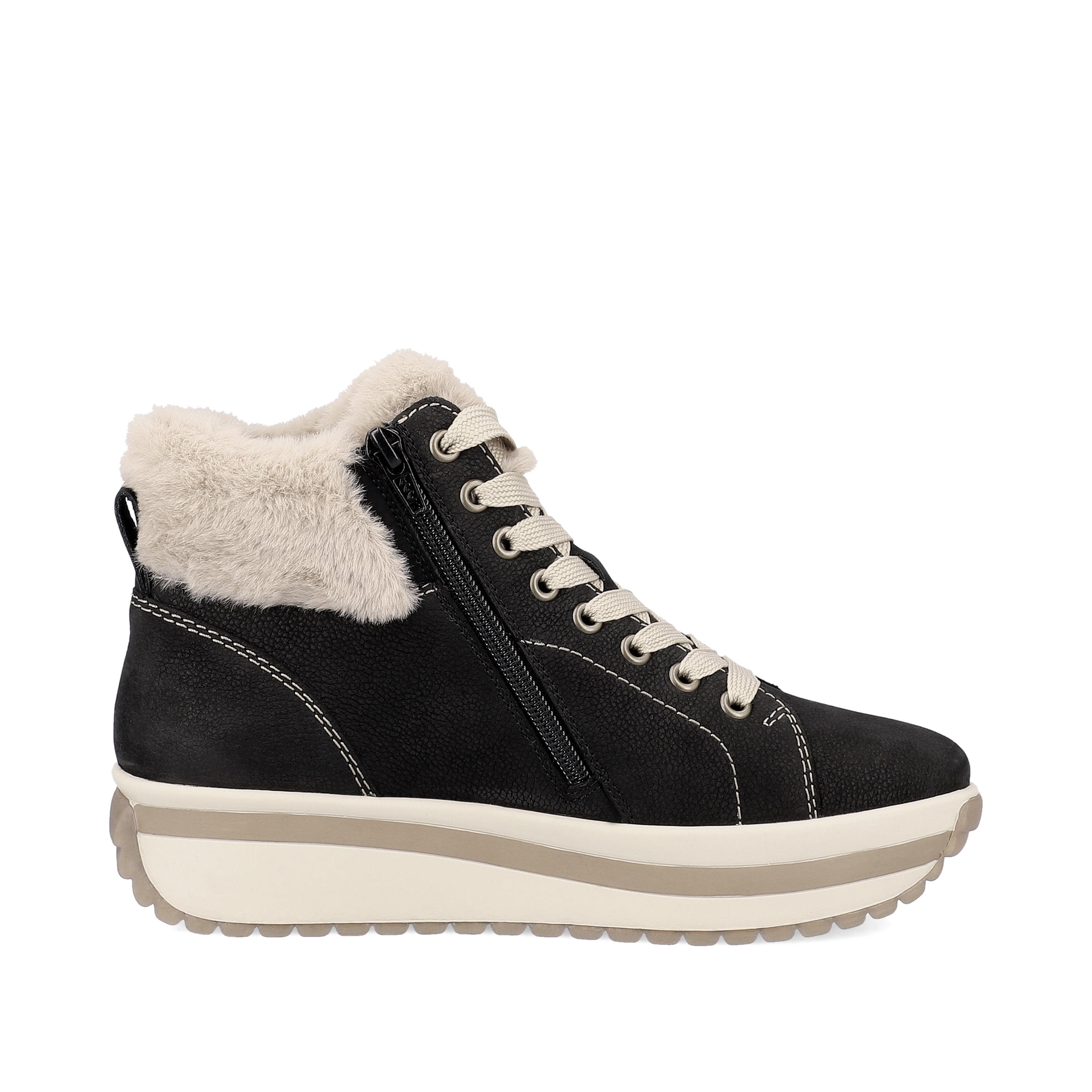 Rieker Damen Sneaker High night-black creme-beige