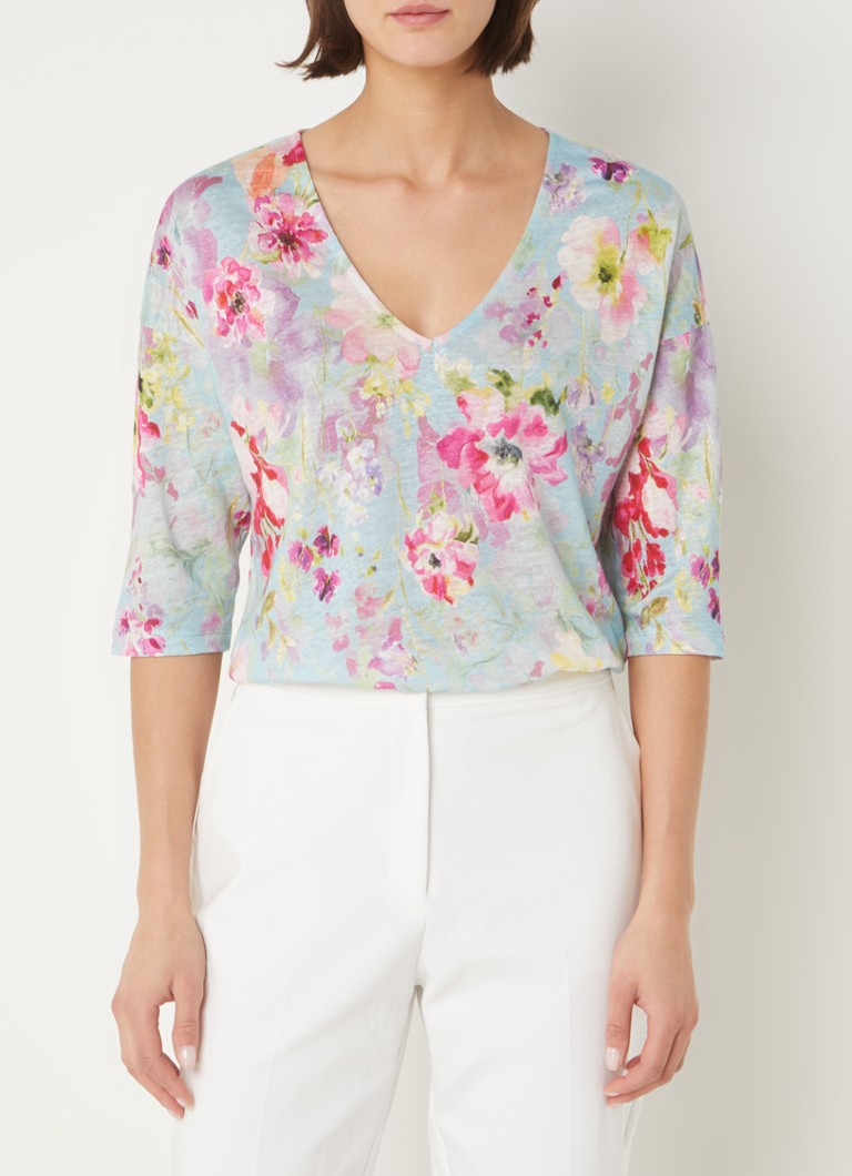 Top in lino con stampa floreale Phase Eight Flossie