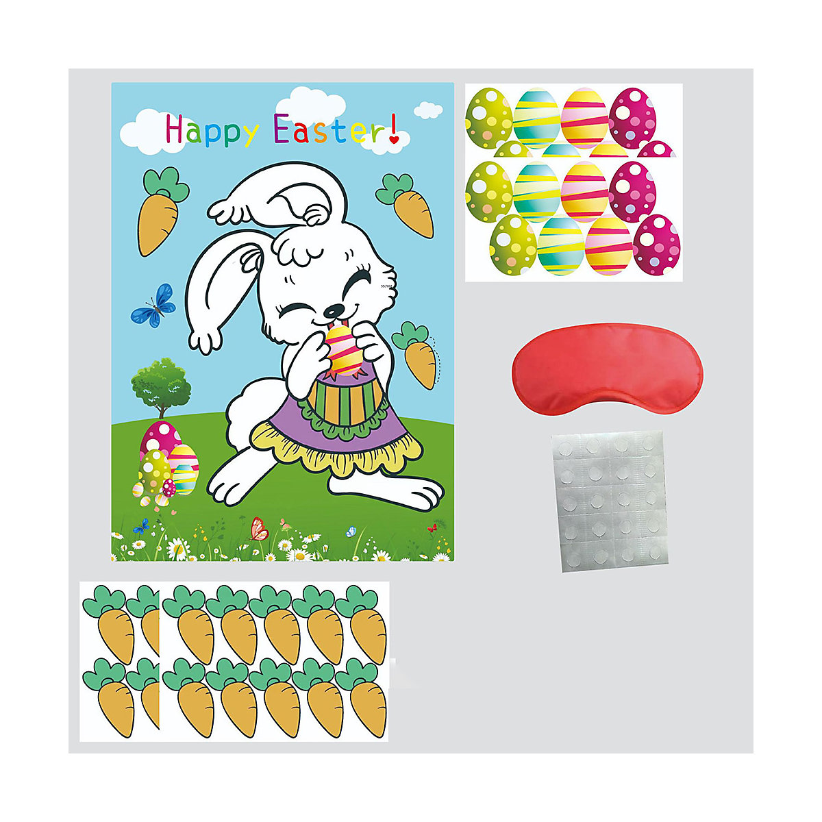Ostern Spiel Osterhasen Poster mit 24 Aufkleber Mitgebsel für Kinder