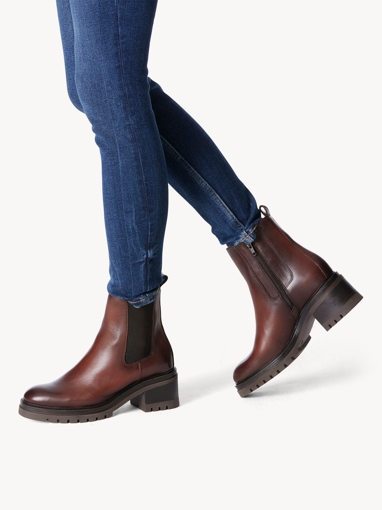 Bottine Chelsea en cuir - marron