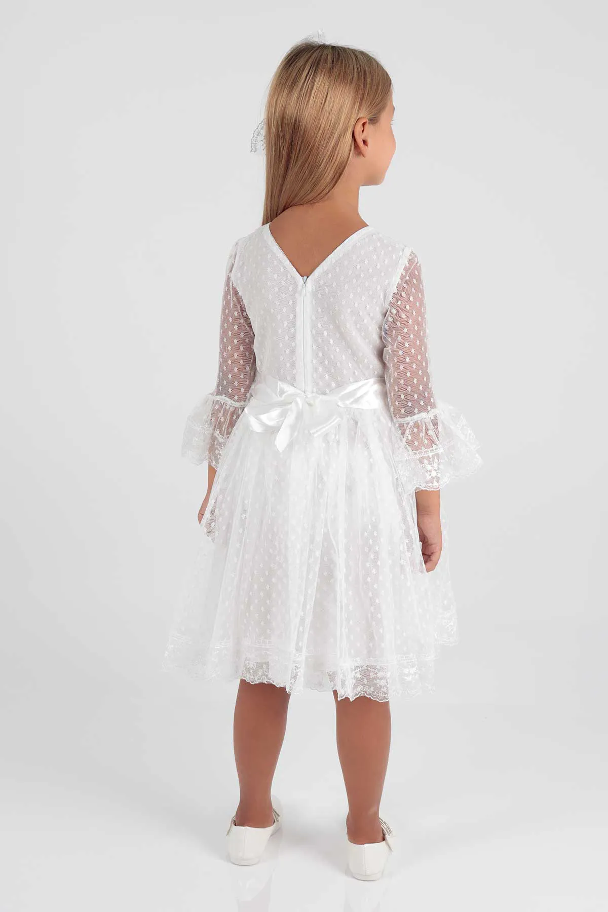 AHENGİM  Trendiges Abendkleid für Mädchen mit Schnalle und Tüllspitze Ak2209