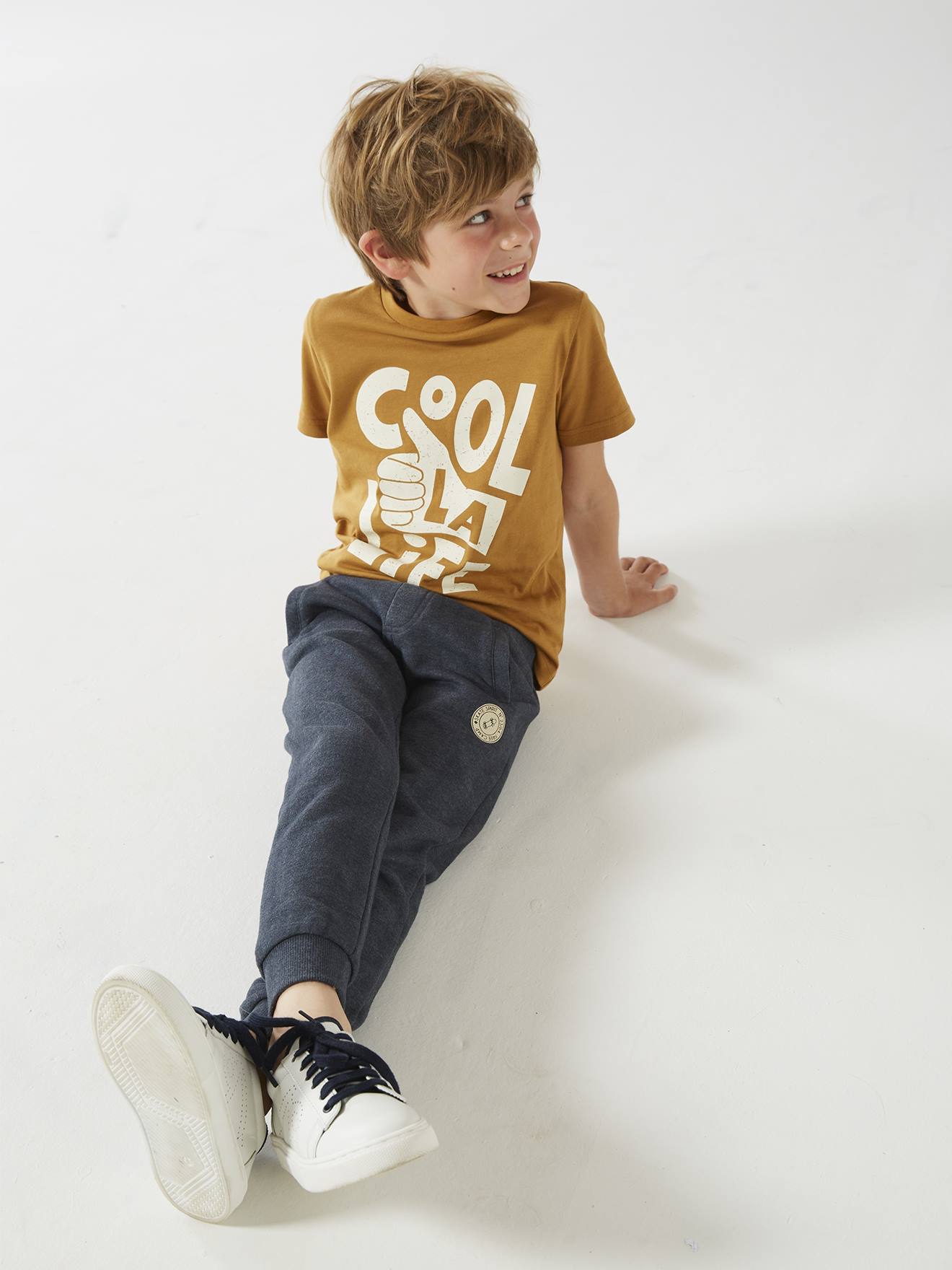 T-shirt imprimé Basics garçon manches courtes ocre