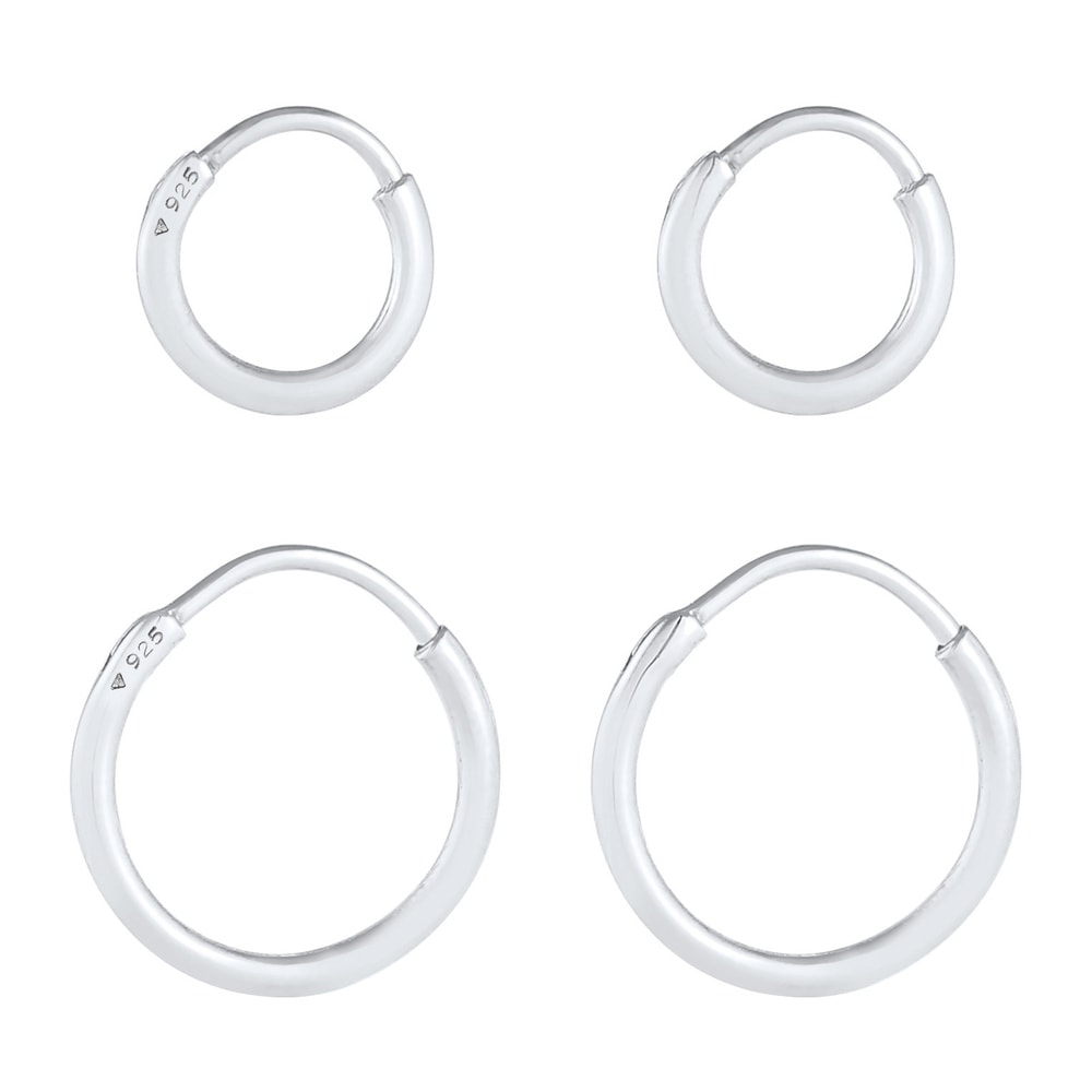 KUZZOI KUZZOI Boucles d'Oreilles Herren Creolen Set Duo Basic 925 Silber Boucles d'oreilles