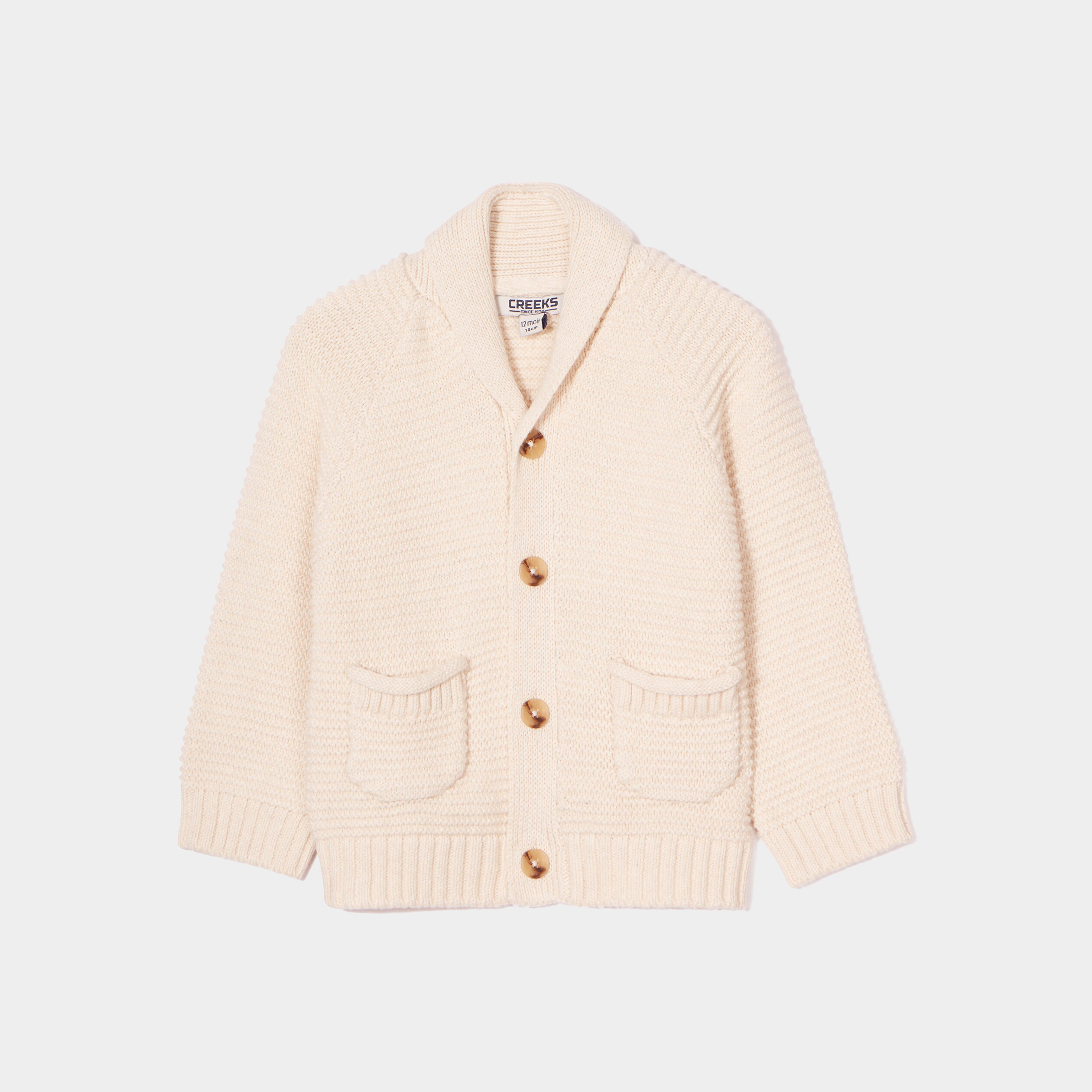 Gilet col châle boutonné coton Creeks beige bébé garçon | La Halle