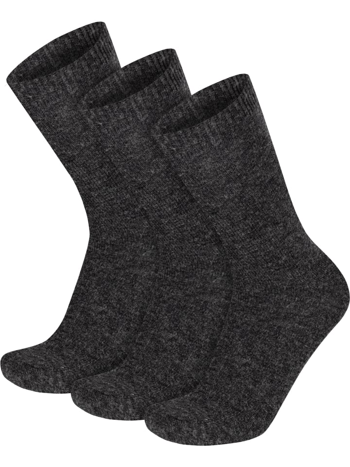 normani 3 Socken aus Cashmere und Merinowolle mit Komfortbund in Anthrazit günstig kaufen