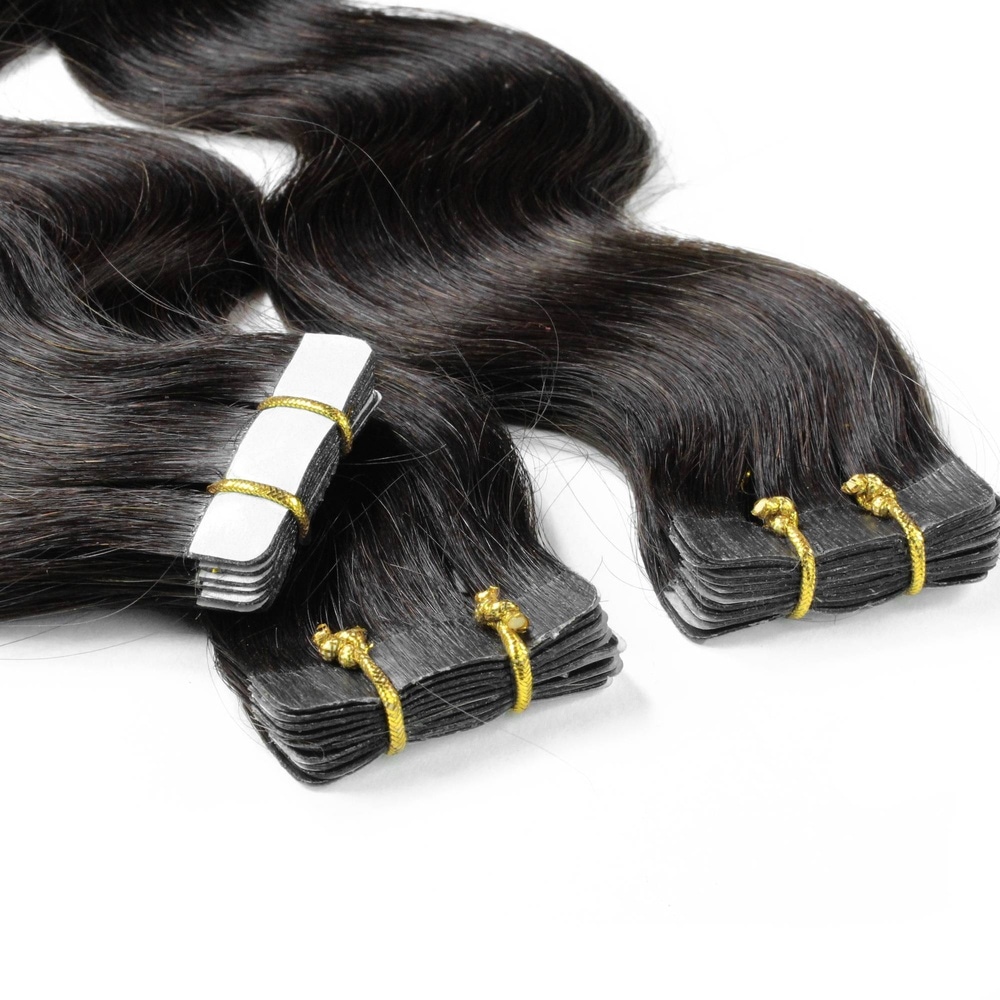 hair2heart Extensions adhésives cheveux naturels #1b Noir naturel extensions