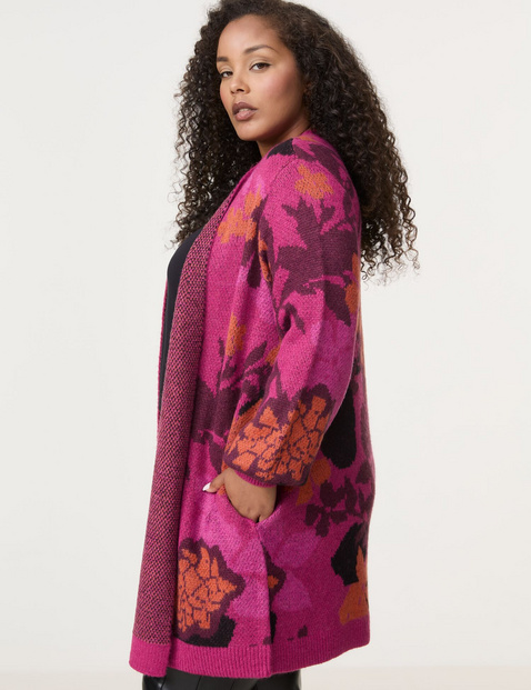 Lange Strickjacke mit Jacquardmuster