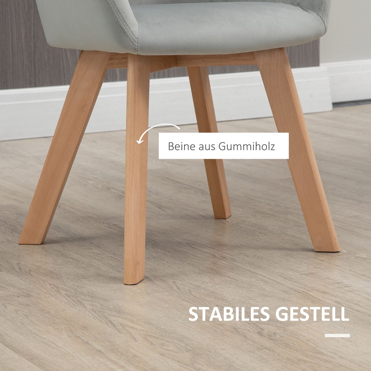 HOMCOM Esszimmerstühle 2er Set, Küchenstuhl mit Armlehne, Rückenlehne, Samtoptik