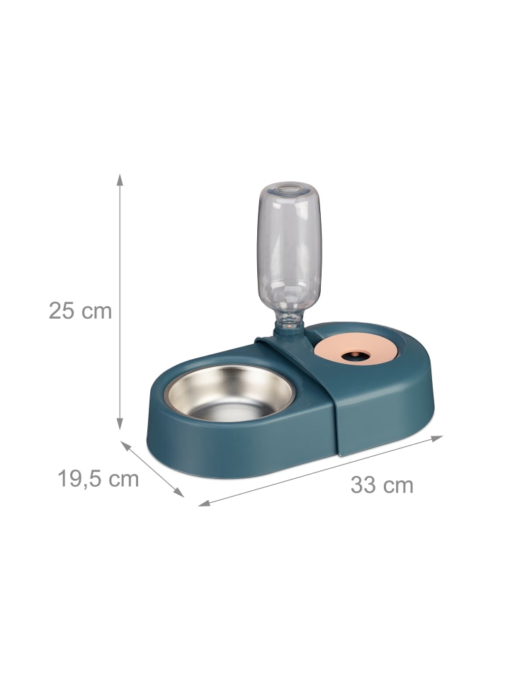 relaxdays Futternapf mit Wasserspender in Blau günstig kaufen onesize