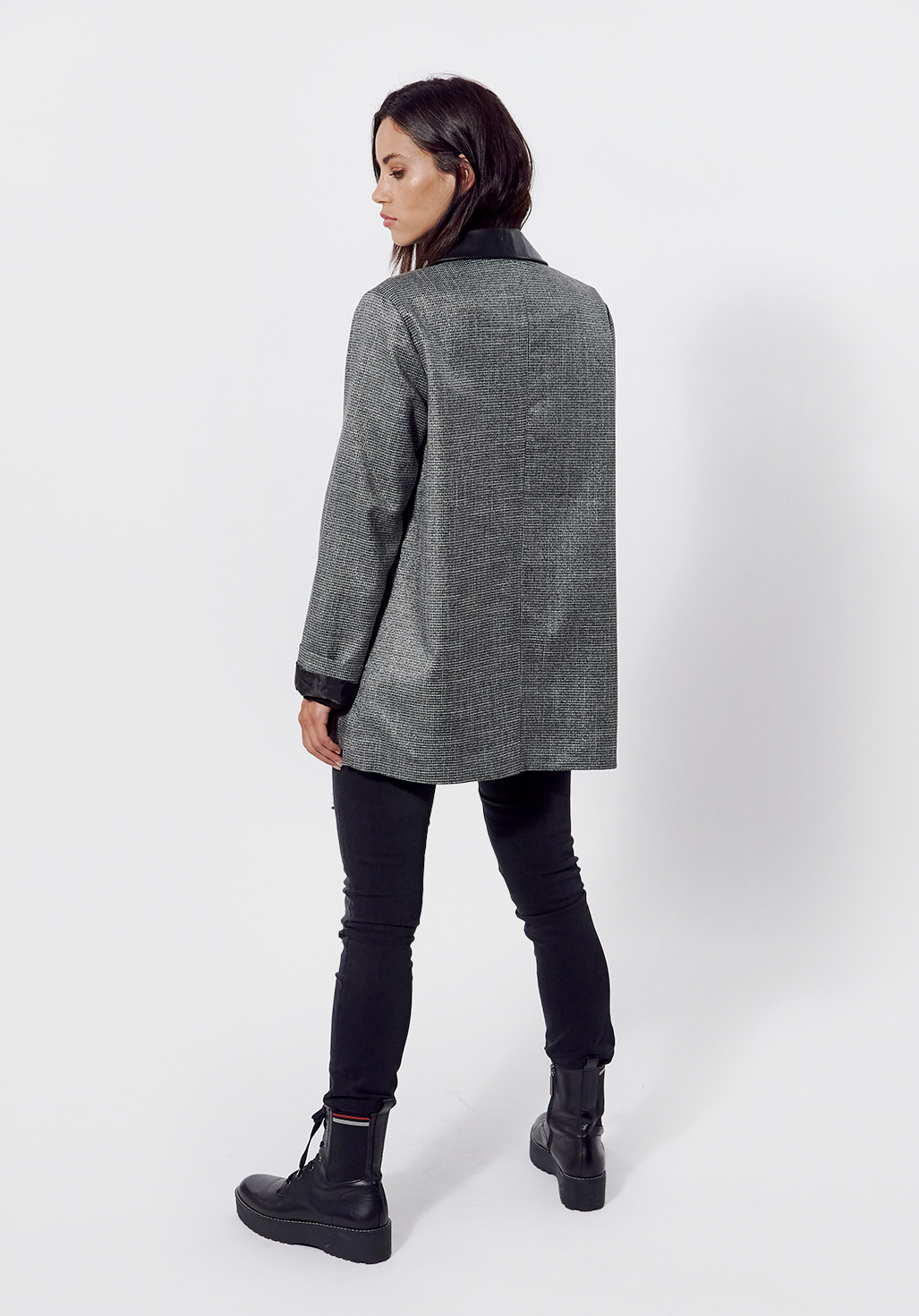 LEILY  Veste grise régular Femme avec col en synthétique