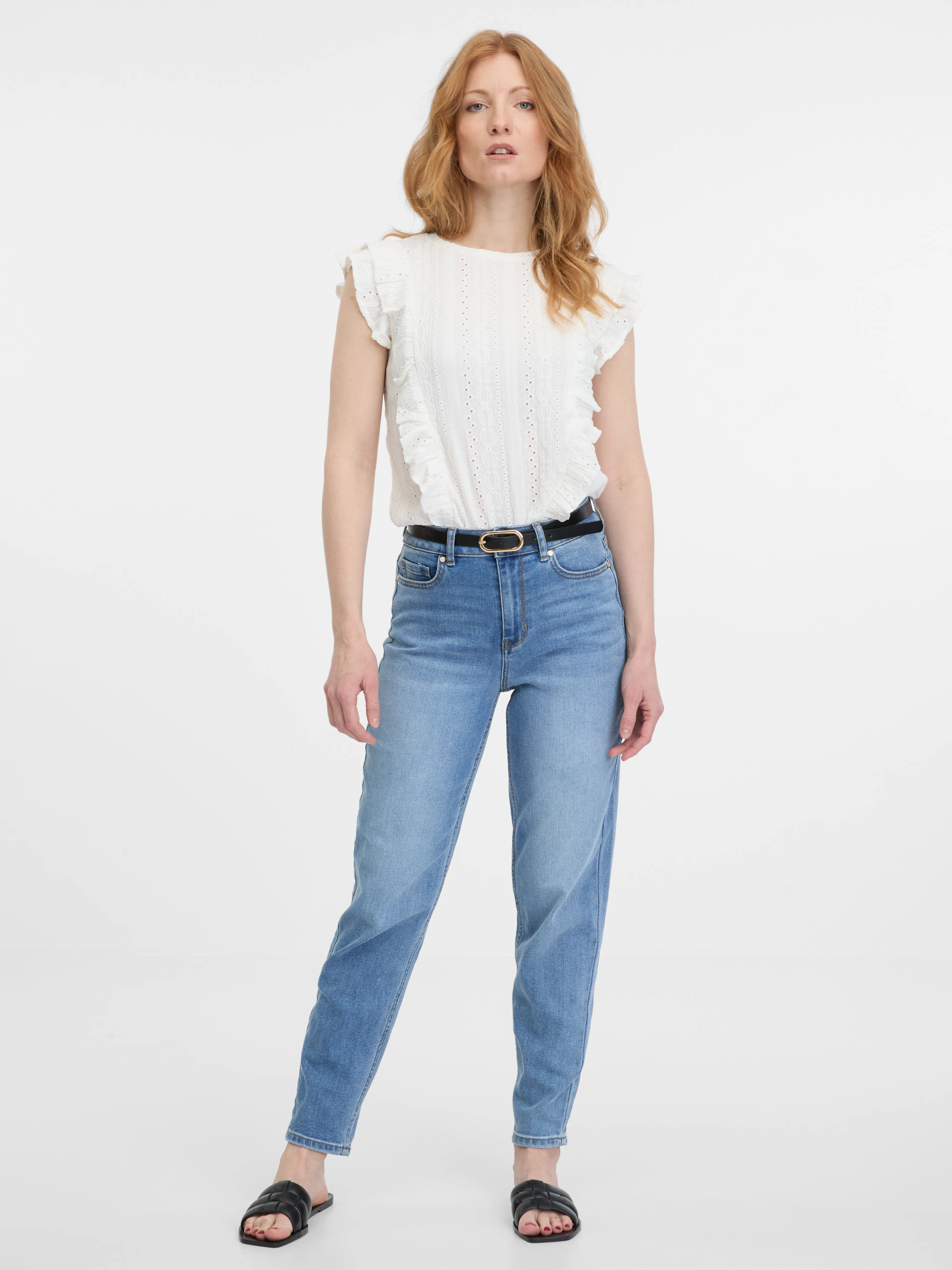 Weißes Damen-T-Shirt mit Rüschen ORSAY