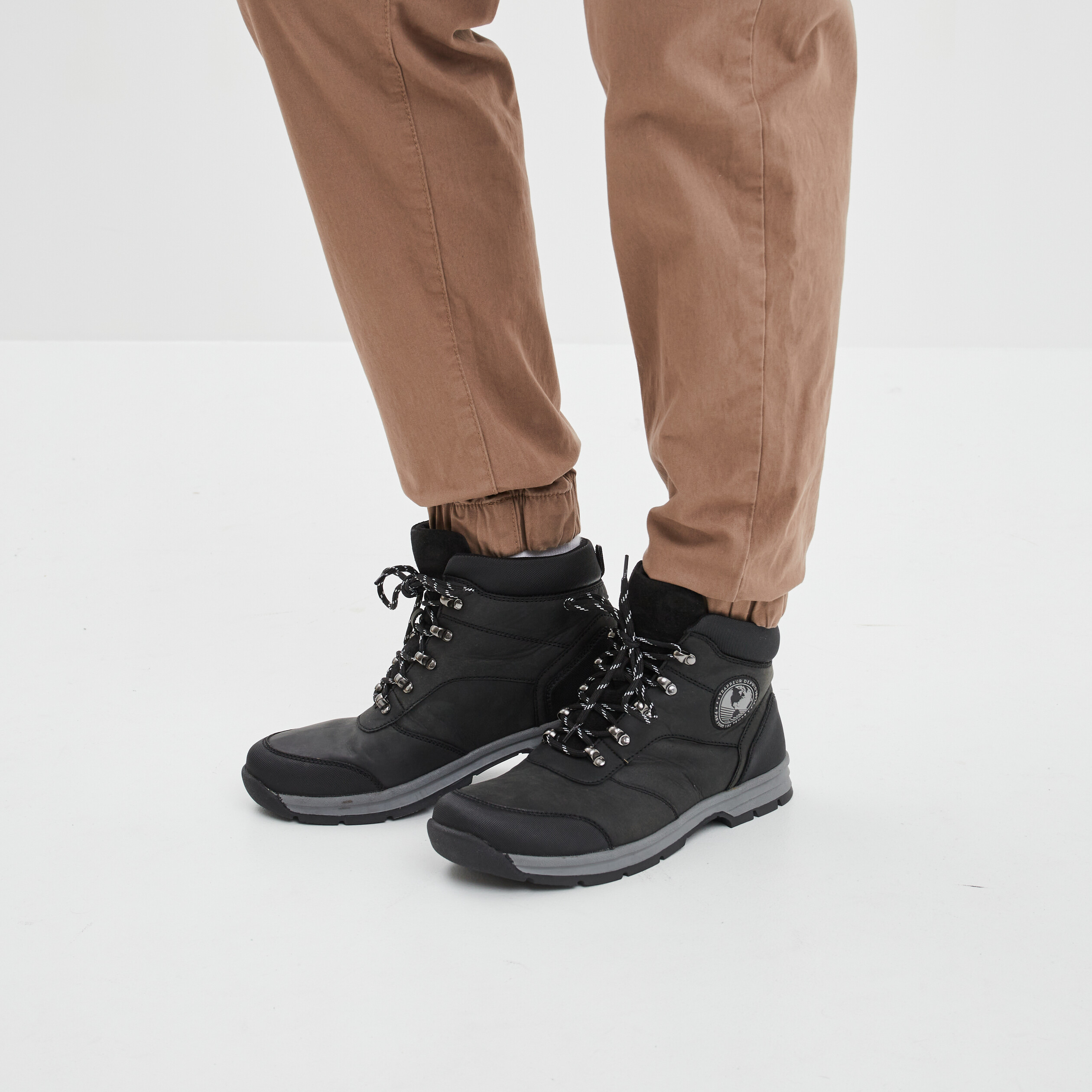 Bottines à lacets en cuir Trappeur noir homme | La Halle