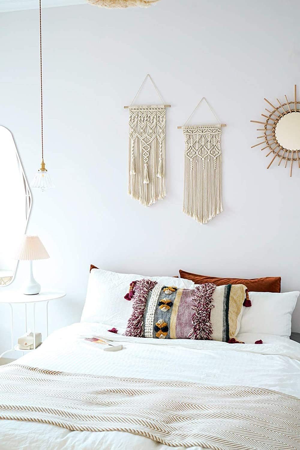 Wandteppich Wandbehang Makramee Boho Schöne 7 x 40cm and 80 x 40cm 2 Pcs, FELIXLEO