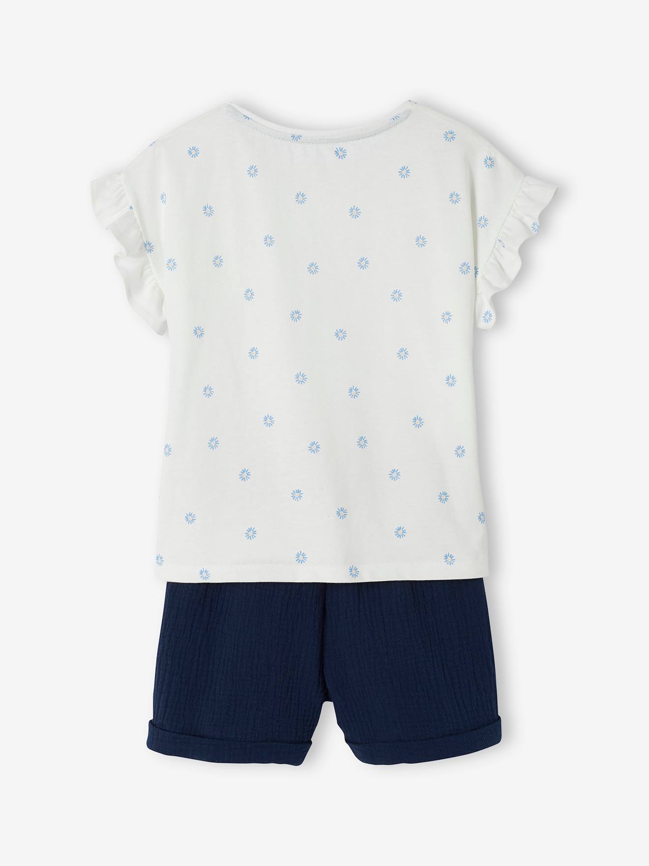 Vertbaudet Mädchen-Set: T-Shirt & Shorts - pfirsich