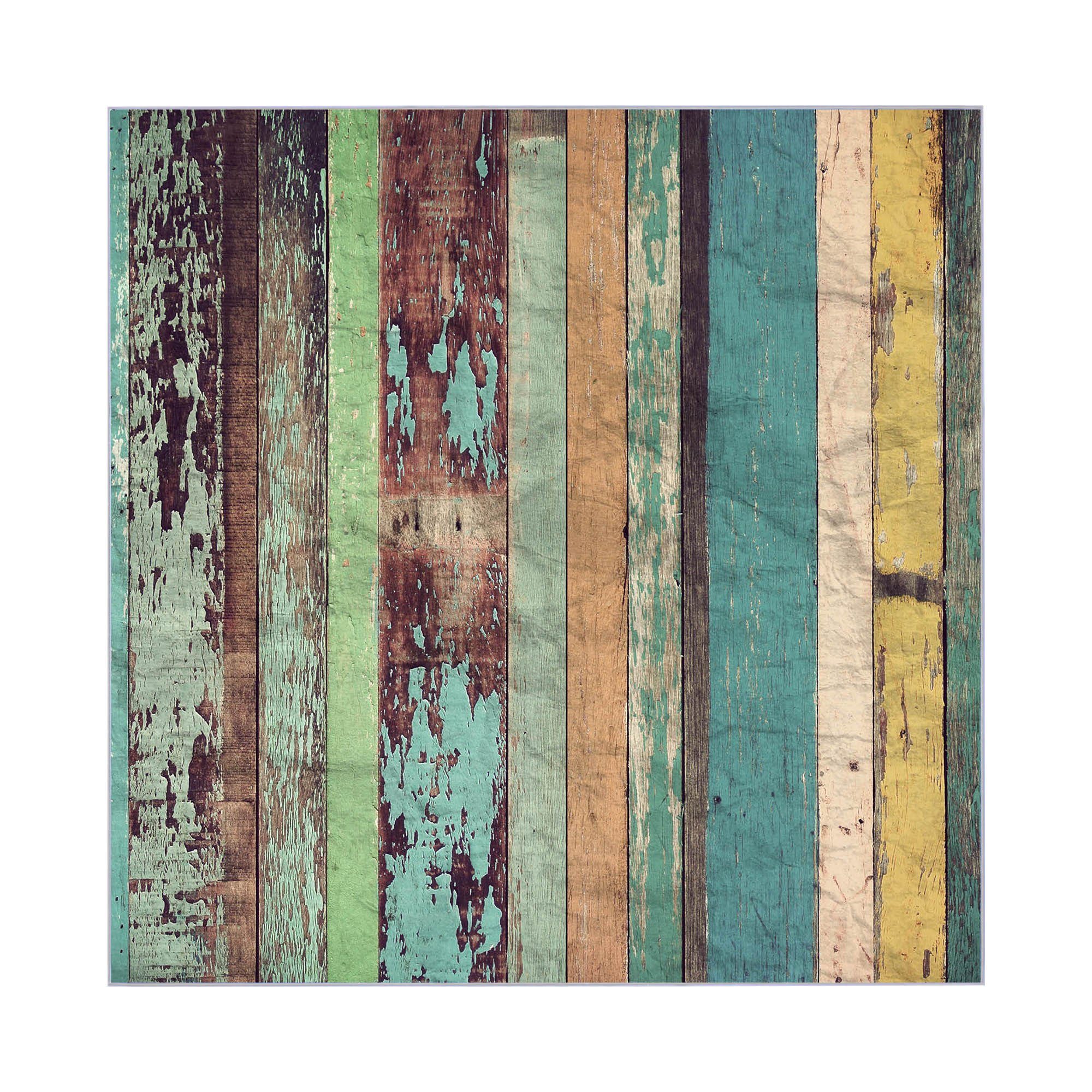 banjado Schlüsselkasten Motiv Bunte Bretterwand, 30 cm x 30 cm