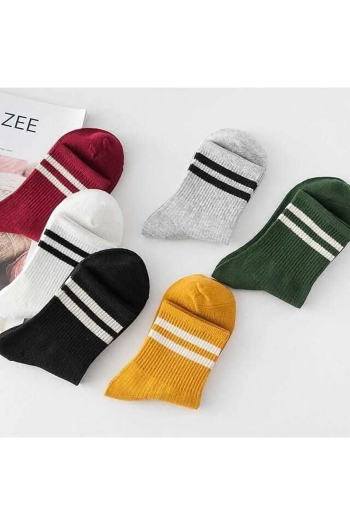 SOYTEMİZ  6-teilige Unisex-Tennissocken mit gemischten Farben und Streifen