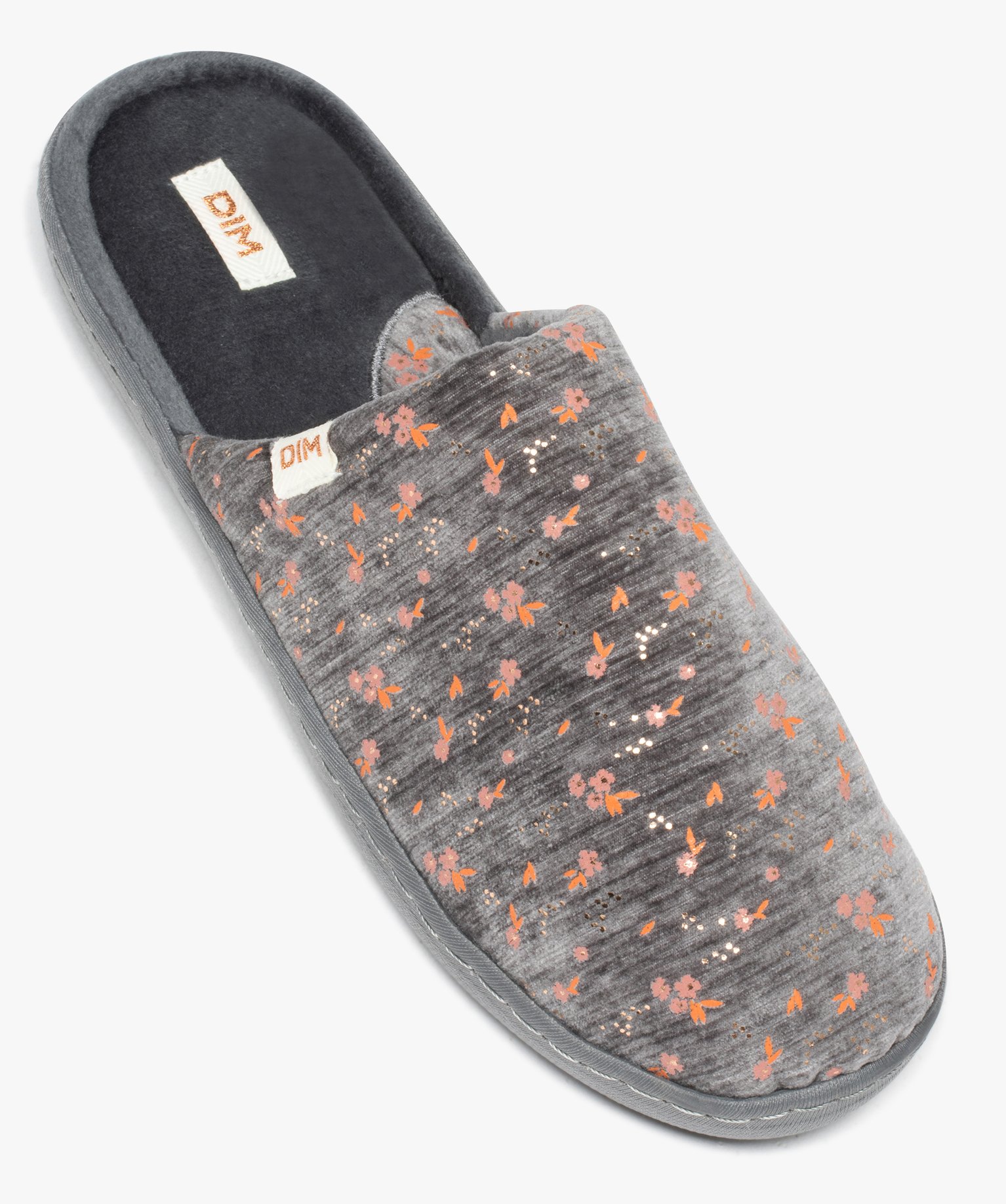 Chaussons femme mule confort à motifs - Dim gris | GEMO