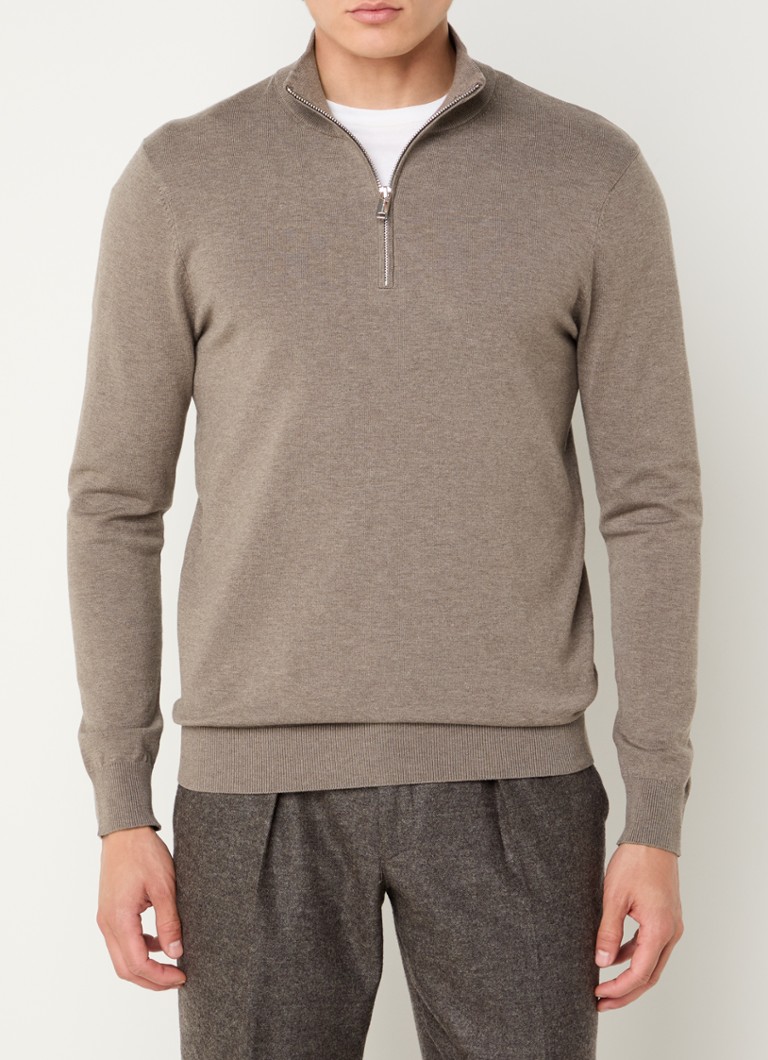 Profuomo Fine-knit pullover with half zip