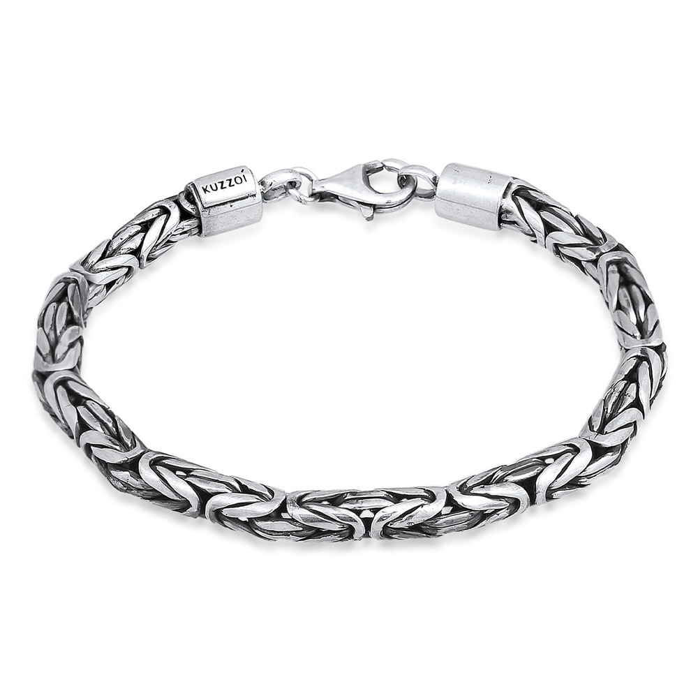 KUZZOI KUZZOI Bracelet Hommes Rond maillons tendance en argent sterling 925 Bracelet