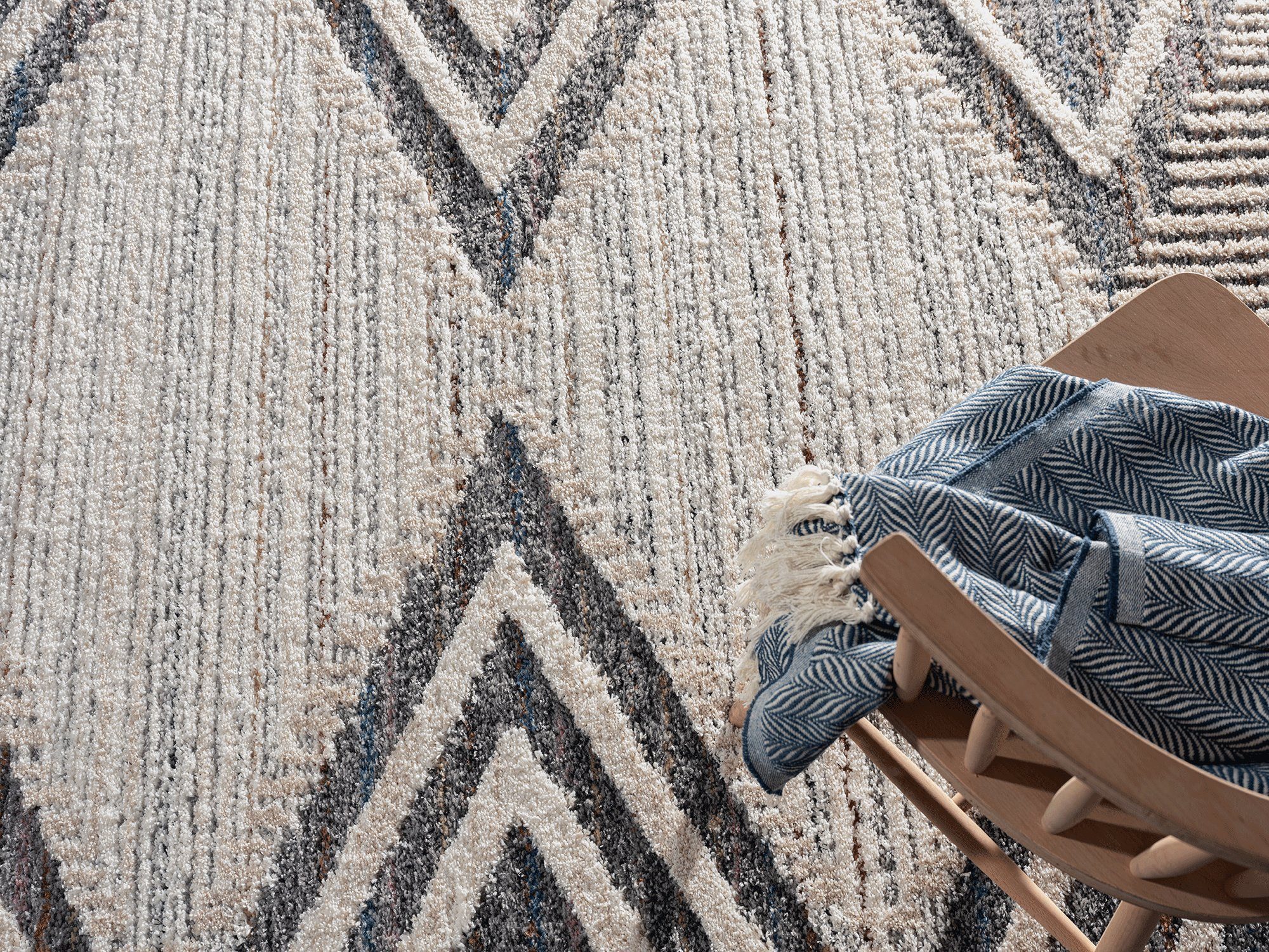 Hochflor-Teppich Vera Handmade-Look, 3D Effekt, Geometrisches Muster, Super Weich, the carpet, Rechteck, Höhe: 30 mm, Wohnzimmer, Schlafzimmer, Fransen, Hochwertig