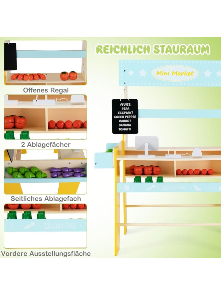 COSTWAY Kaufladen ab 3 Jahren in Blau günstig kaufen 70 cm