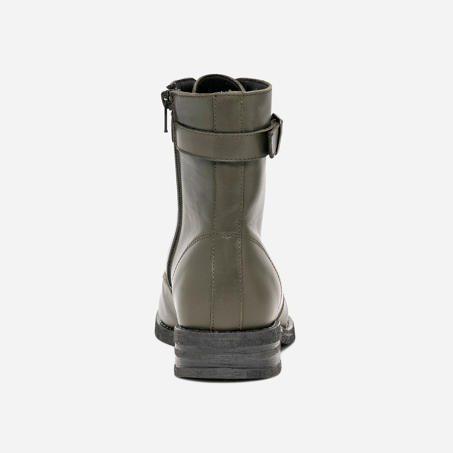 Bottine kaki en cuir