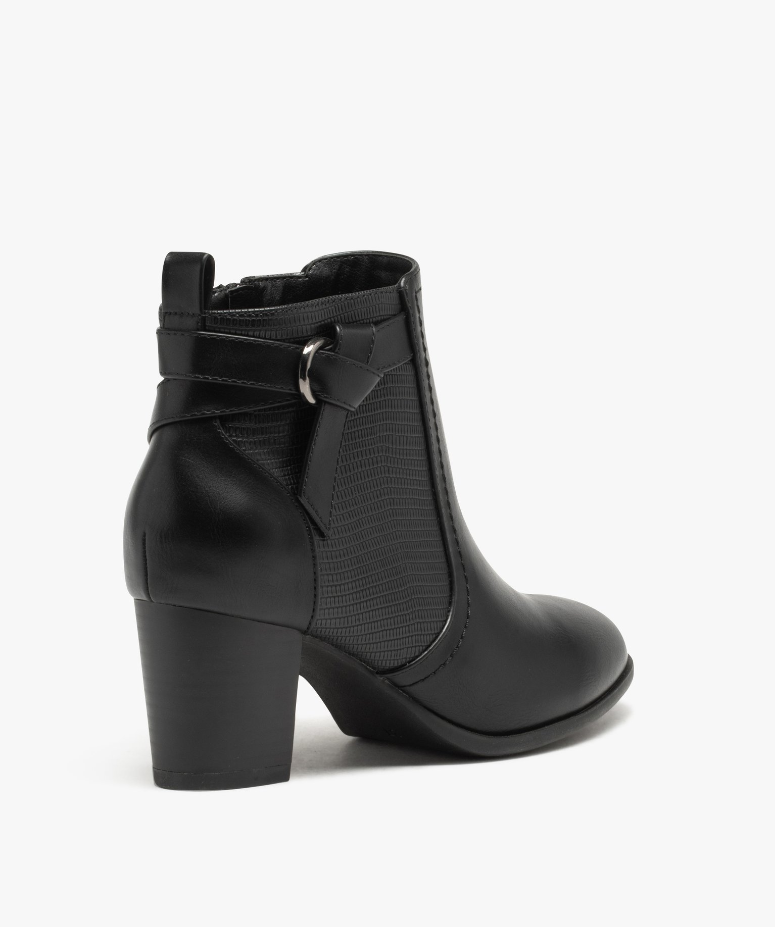 Boots avec empiècement texturé et bride fantaisie femme noir | GEMO