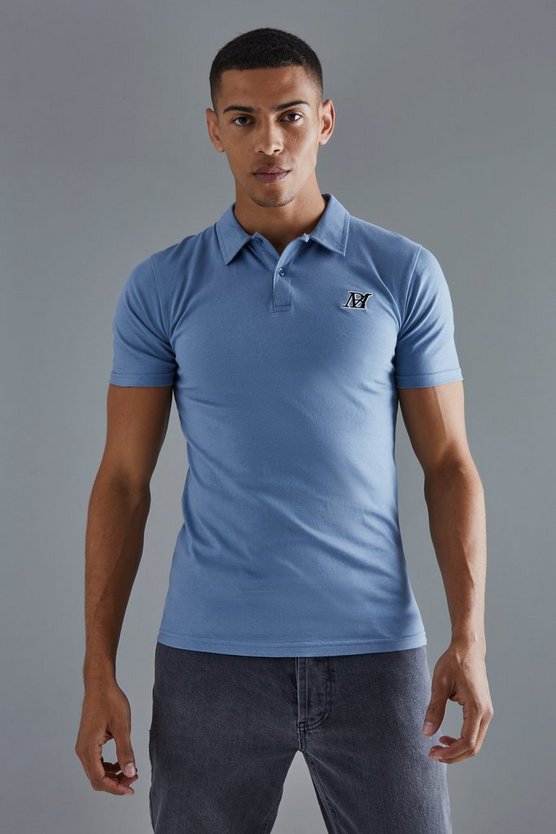 Slim-Fit Poloshirt mit Man-Stickerei