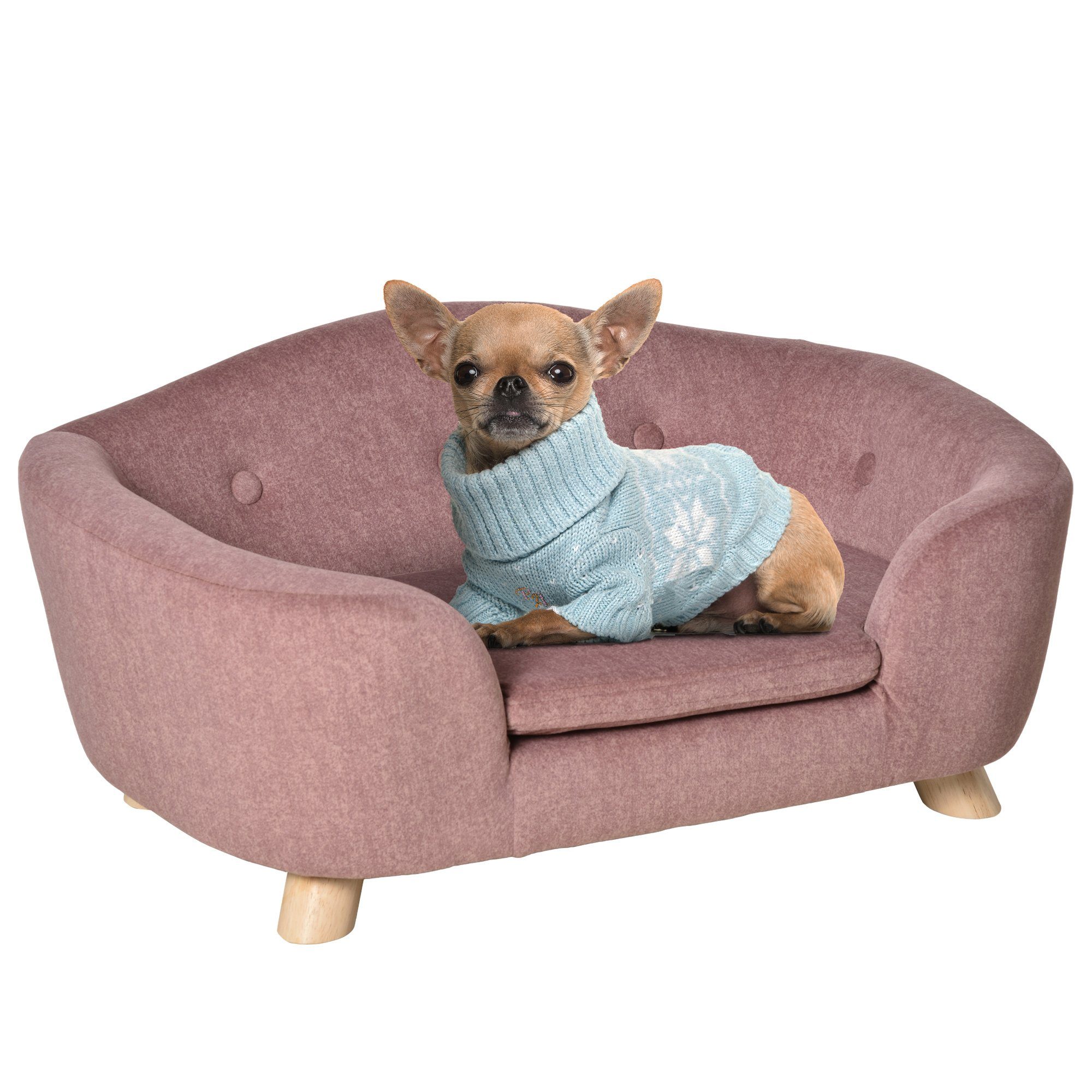 PawHut Tierbett Haustiersofa Hundematte Hundebett Hundesofa Rückentasche, Rosa, Plüsch, 70B x 47T x 30H cm