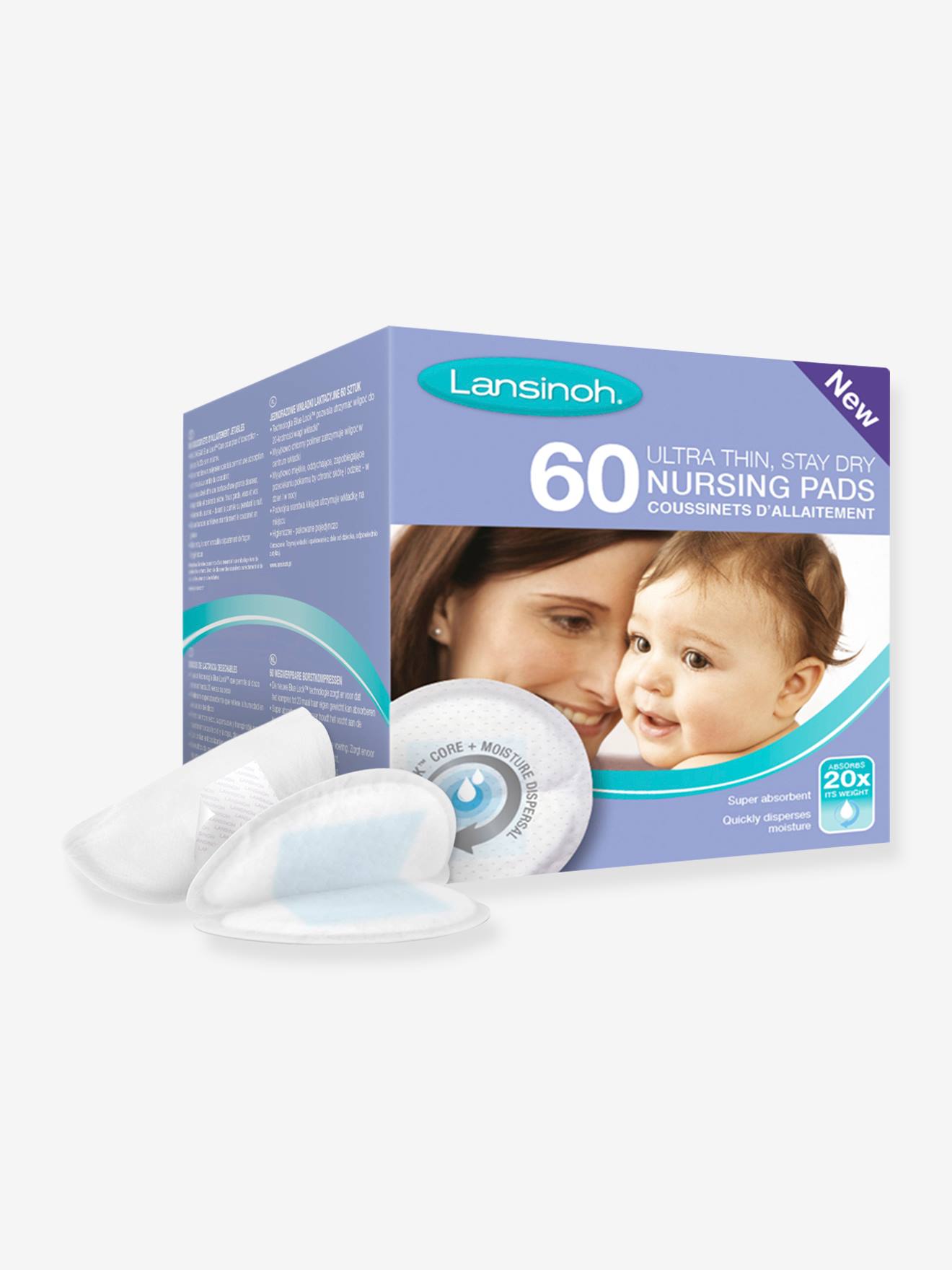Coussinets d'allaitement jetables 60 pièces LANSINOH blanc