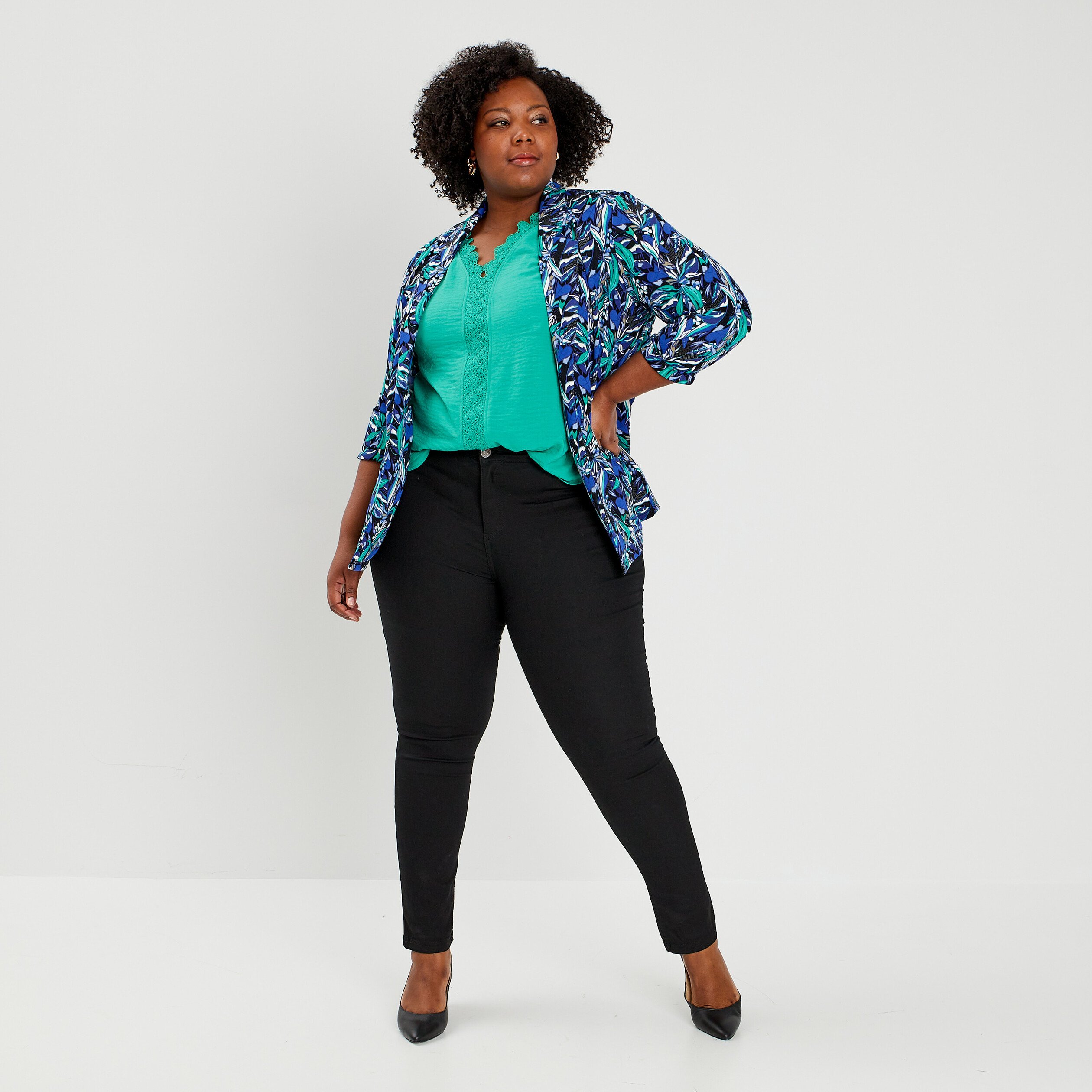Pantalon slim noir femme grande taille | La Halle