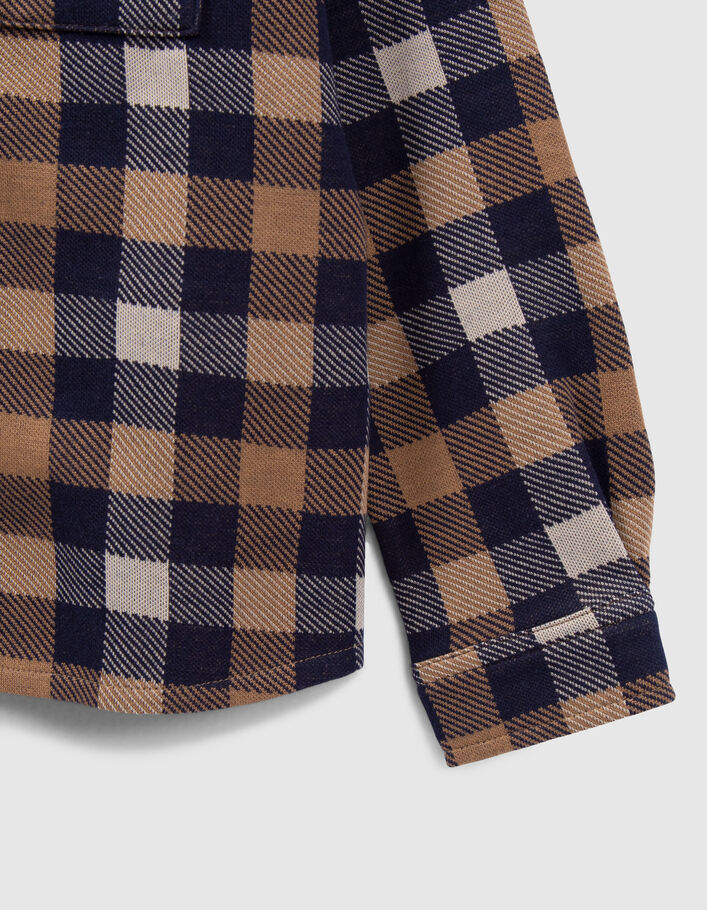 Chemise camel à carreaux capuche amovible garçon