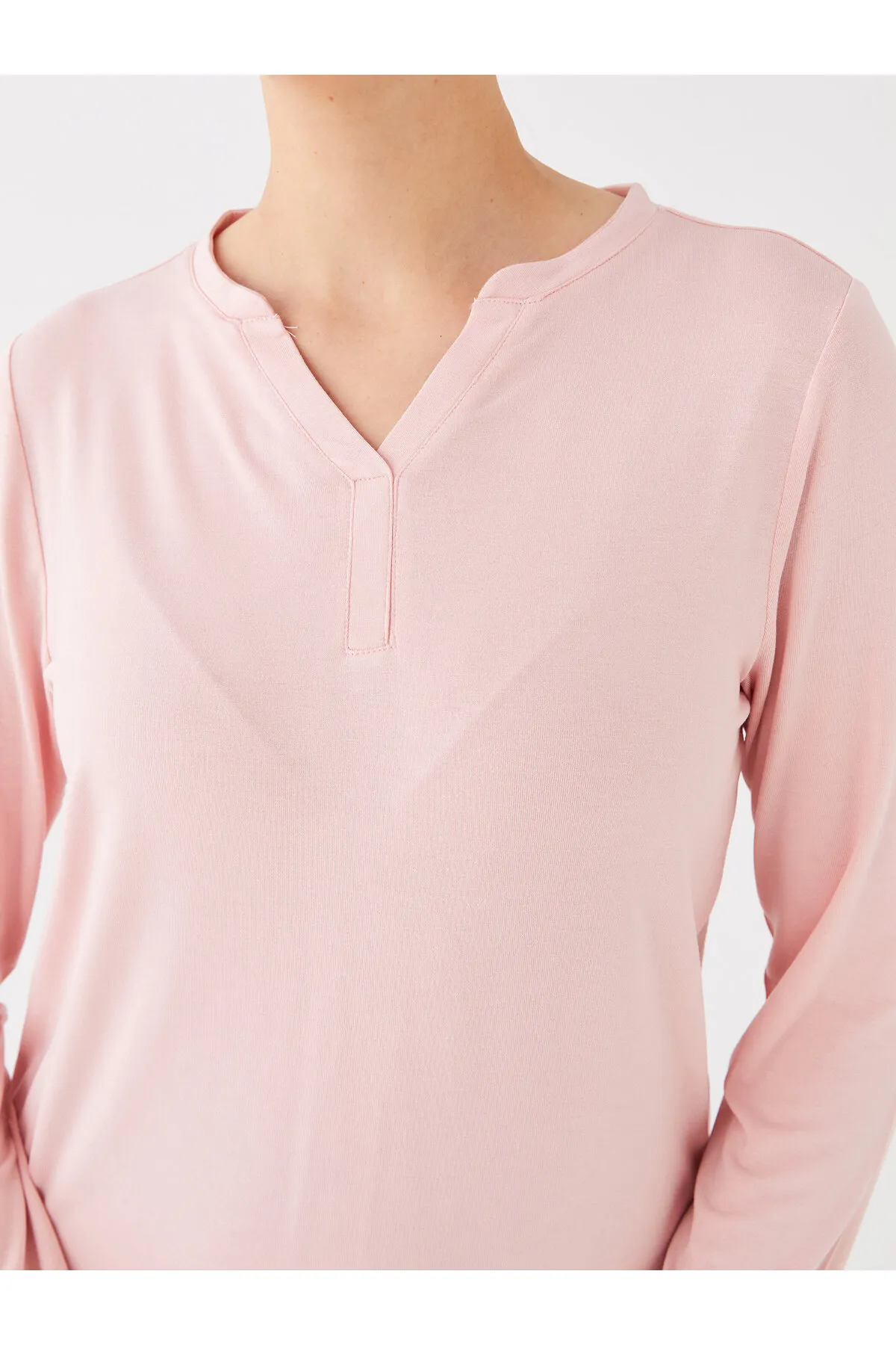LC Waikiki  Damen-Pyjama-Set mit lockerem Kragen, einfarbig, langärmelig