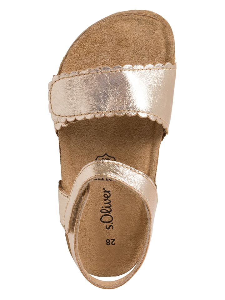 s.Oliver Leder-Sandalen in Gold günstig kaufen