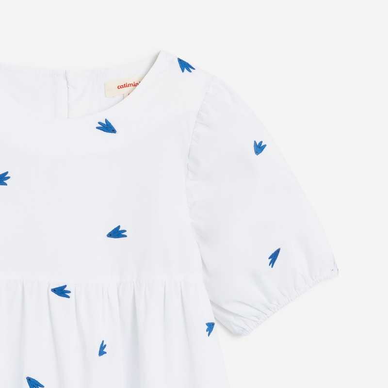 Robe de cérémonie fille blanchehe imprimée oiseaux Catimini
