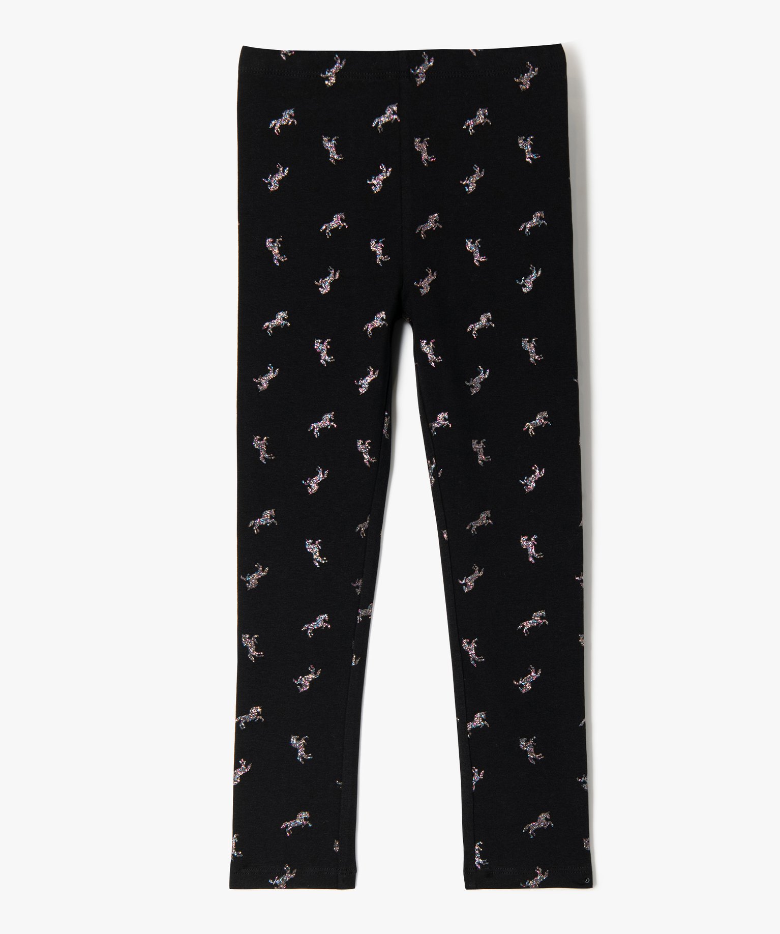 Leggings imprimé en coton extensible fille noir | GEMO