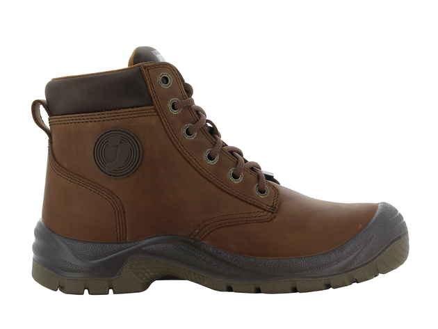 Scarpe antinfortunistiche Safety Jogger DAKARS3LEA traspiranti e interamente in pelle, colore marrone.
