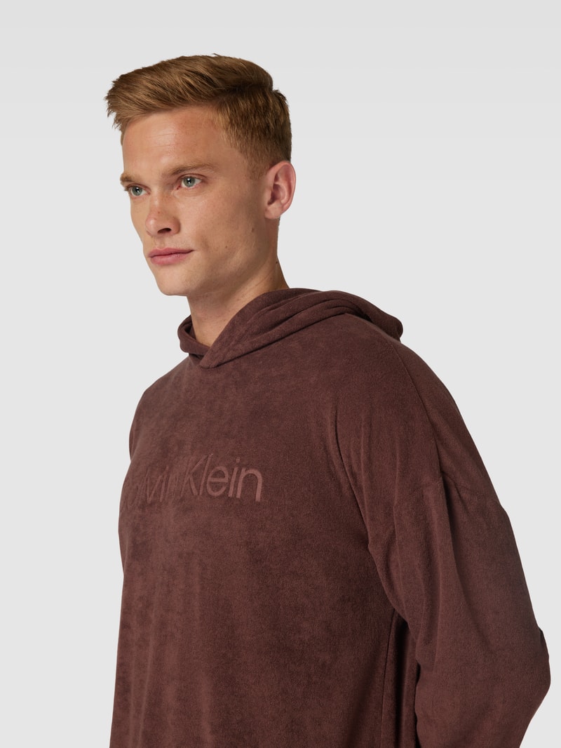 Hoodie aus Frottee Modell 'COZY LOUNGE' in mittelbraun