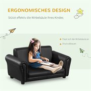 HOMCOM Kindersessel mit Fußhocker, Kindercouch mit Hocker, Kindersofa, Sofa Sessel, Schwarz 83 x 42 x 41 cm