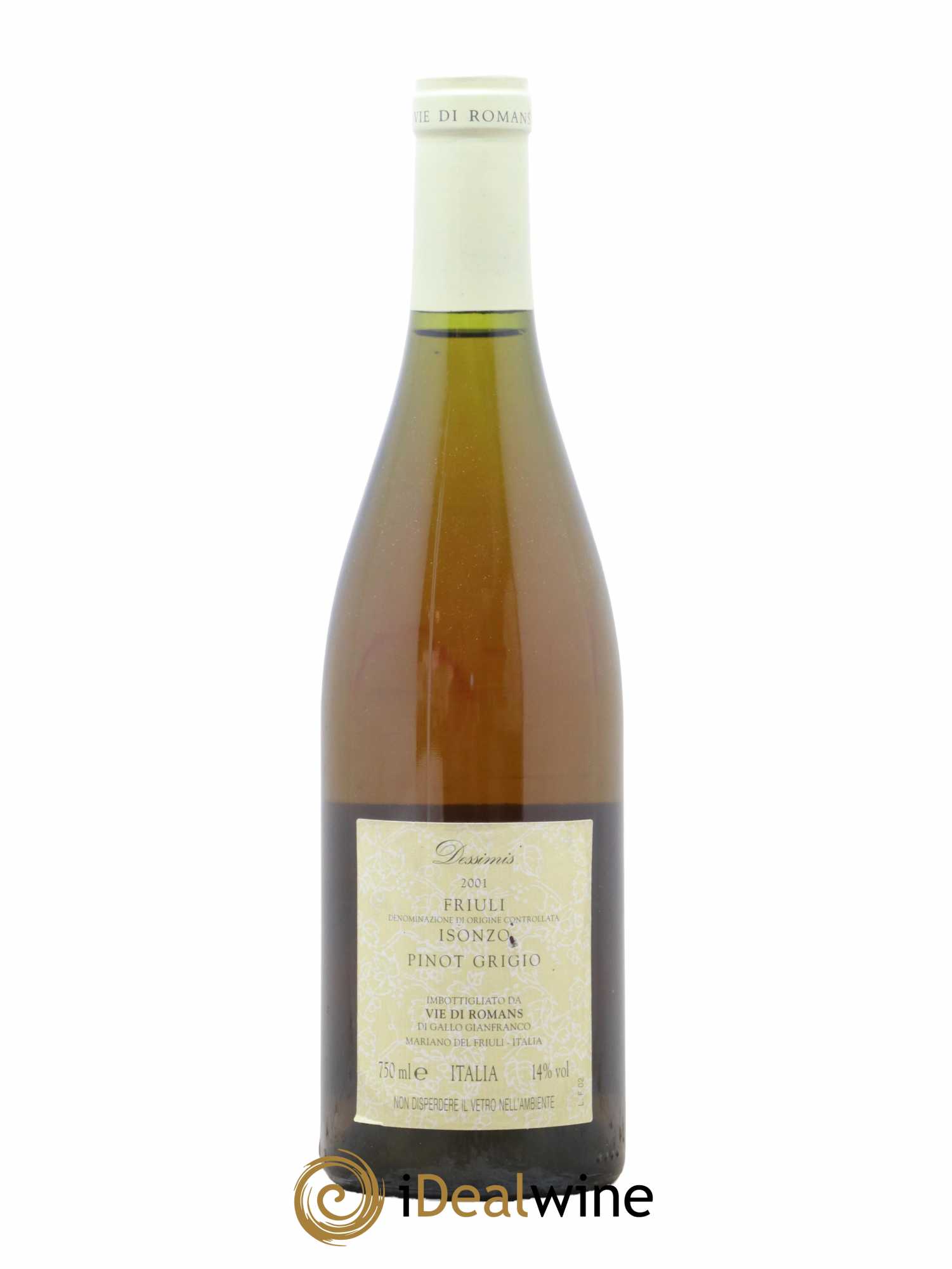 Italie Pinot Grigio Vie di Romans Friuli Isonzo Dessimis 2001 - Lot de 1 Bouteille