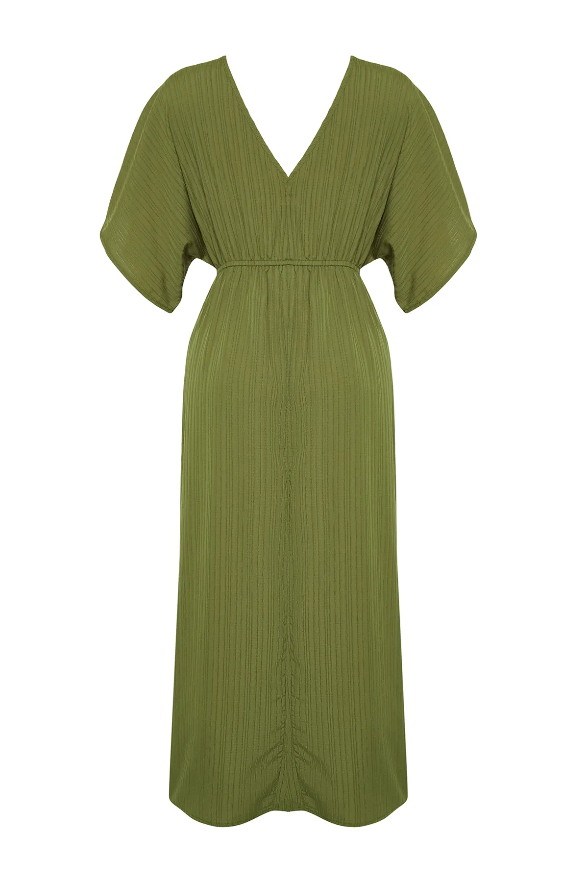 Trendyol Collection  Khakifarbenes, gewebtes Maxi-Strandkleid mit Bindeband TBESS24EL00084