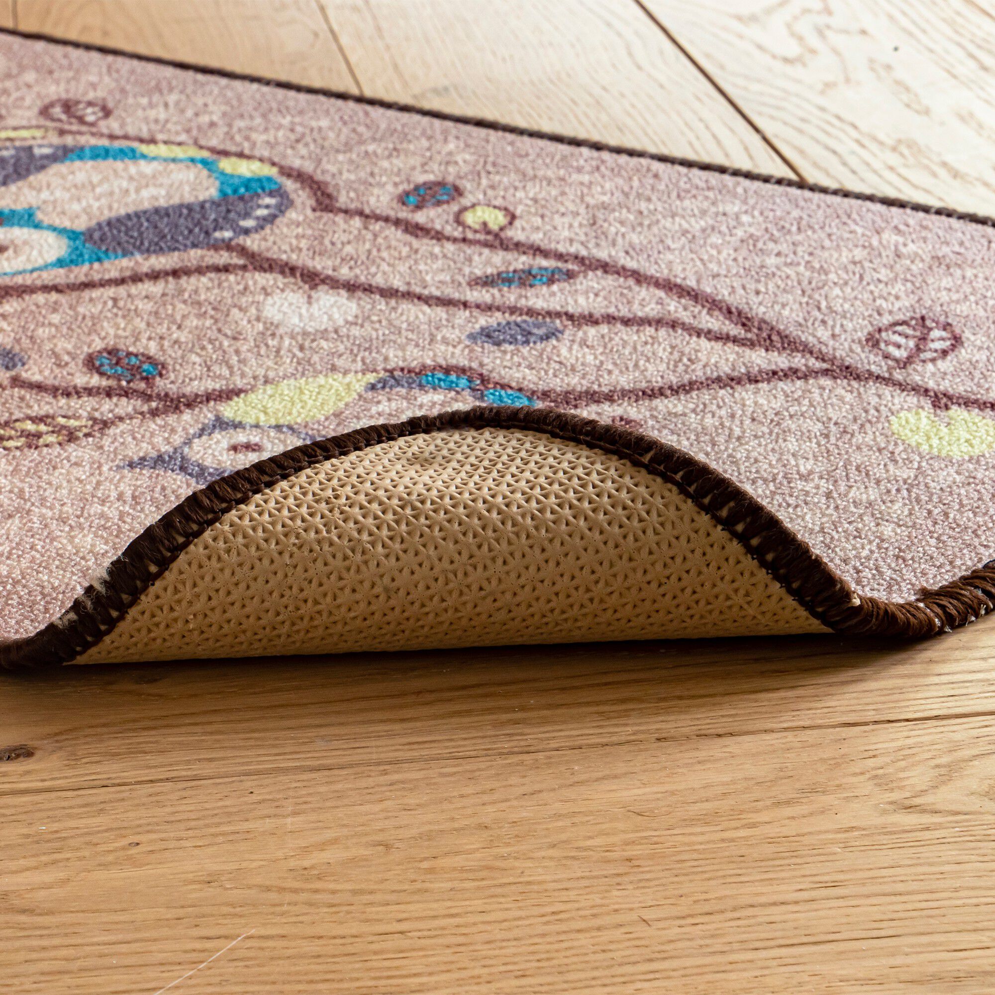 Tapis cuisine beige imprimé chouettes