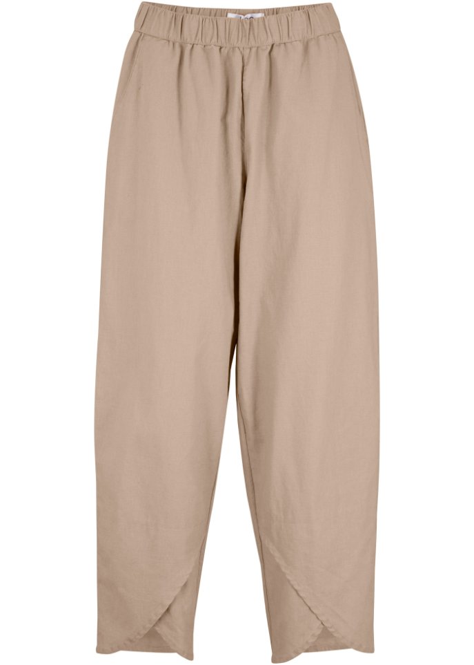 Knöchelfreie Hose mit Leinen und High-Waist-Bequembund, Loose-Fit